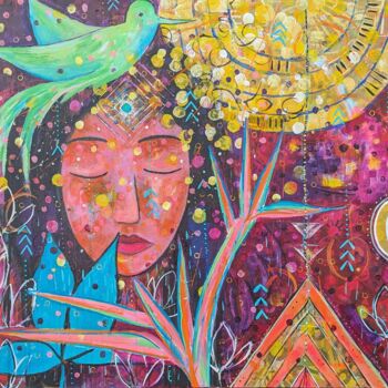 Painting titled "Tribute to Inanna" by Anne Maury, Original Artwork, Acrylic