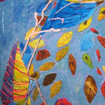 Pintura titulada "Les feuilles jaunes" por Anne Maury, Obra de arte original, Oleo