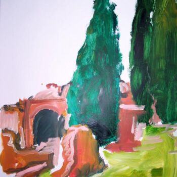 Peinture intitulée "Villa Hadriana VIII" par Anne Maury, Œuvre d'art originale, Huile