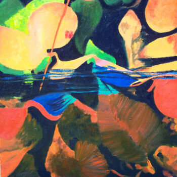 Peinture intitulée "Feuilles d'été" par Anne Maury, Œuvre d'art originale, Huile