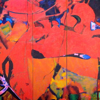 Peinture intitulée "Dans le jardin rouge" par Anne Maury, Œuvre d'art originale, Huile
