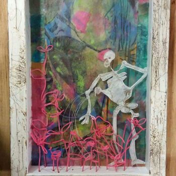 Pittura intitolato "La femme squelette" da Anne Maury, Opera d'arte originale, Collages