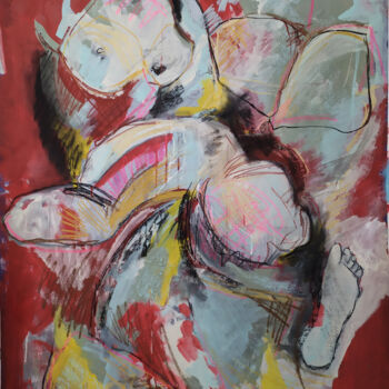 Peinture intitulée "Ce cœur qui réclame…" par Anne-Michelle Vrillet (Mina), Œuvre d'art originale, Acrylique