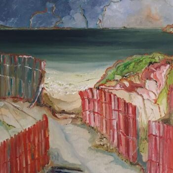 Pintura titulada "A la plage" por Anne Paris, Obra de arte original, Oleo Montado en Bastidor de camilla de madera
