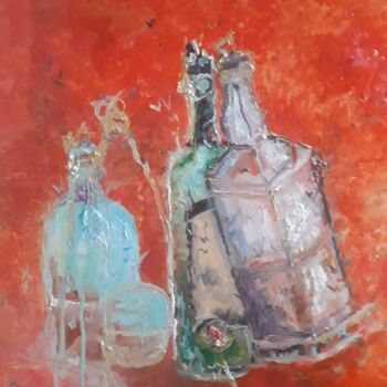 "La Dive bouteille" başlıklı Tablo Anne Paris tarafından, Orijinal sanat, Petrol Ahşap Sedye çerçevesi üzerine monte edilmiş