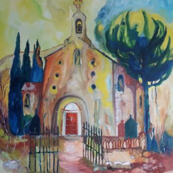 Картина под названием "L'église de Saint P…" - Anne Paris, Подлинное произведение искусства, Масло Установлен на Деревянная…