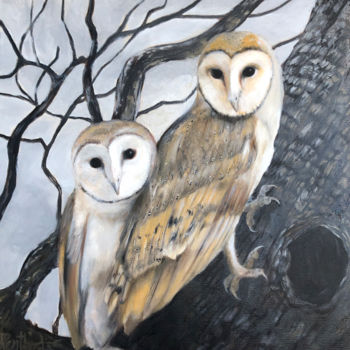 Pintura titulada "Barn Owl "Home is B…" por Anne Pentland, Obra de arte original, Oleo