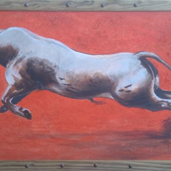 Pintura titulada "paléo-taureau.jpg" por Anne Reymond, Obra de arte original, Acrílico