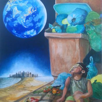 Pintura titulada "la-terre-est-bleue-…" por Anne Reymond, Obra de arte original, Acrílico