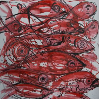 Malarstwo zatytułowany „les-rouges-50x50.jpg” autorstwa Anne Richard, Oryginalna praca, Akryl