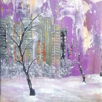 Painting titled "Purple" by Anne Robin, Original Artwork, Acrylic Mounted on Wood Panel