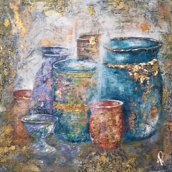 Peinture intitulée "Les pots" par Anne Robin, Œuvre d'art originale, Acrylique