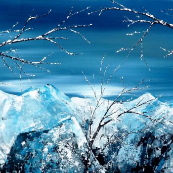 Картина под названием "Bleu glacier" - Anne Robin, Подлинное произведение искусства, Акрил Установлен на Деревянная рама для…
