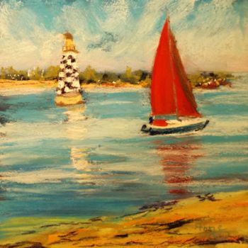 Schilderij getiteld "Phare la perdrix" door Anne Roncalli, Origineel Kunstwerk, Pastel