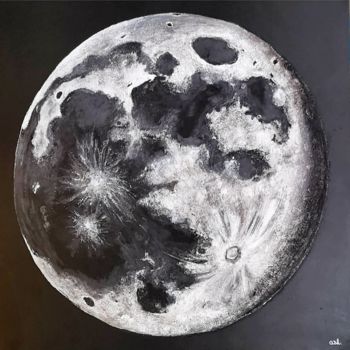 Painting titled "Moon" by Anne-Sophie Holzer, Original Artwork, Acrylic