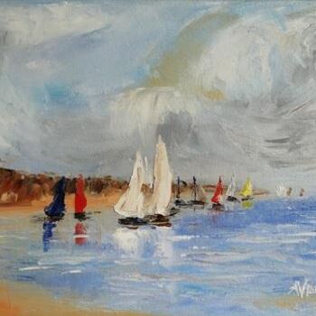 Painting titled "Paysage marin" by Anne-Véronique Robert, Original Artwork
