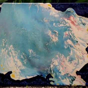 Painting titled "Grande vague bleue" by Anne Abier, Original Artwork, Other