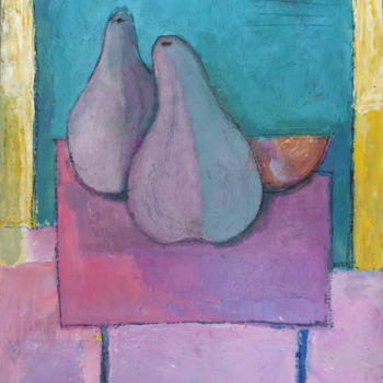 Drawing titled "Pears" by Aziz Sůlejmanov, Original Artwork, Gouache