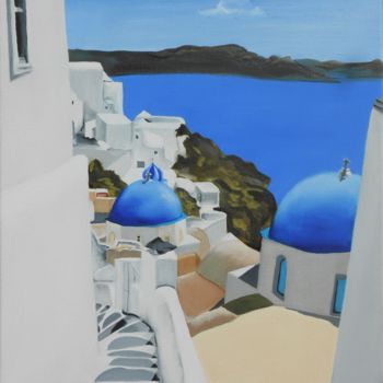 Peinture intitulée "Santorini - Wonderf…" par Anne D., Œuvre d'art originale, Huile