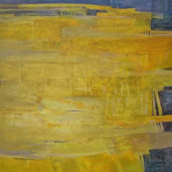 Peinture intitulée "paysage jaune" par Anne De Vylder, Œuvre d'art originale, Huile