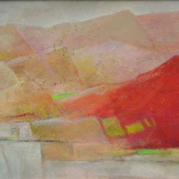 Картина под названием "montagne rouge.2" - Anne De Vylder, Подлинное произведение искусства, Масло
