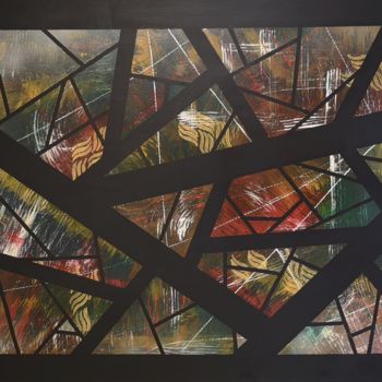 Painting titled "Croisements" by Dianne, Original Artwork, Acrylic Mounted on Wood Stretcher frame
