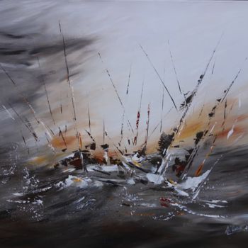 Peinture intitulée "Tempète sur l'Océan" par Annefrancoise Comte, Œuvre d'art originale, Huile