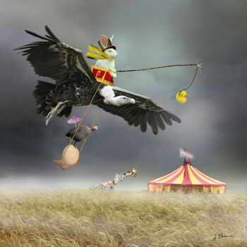 Collages intitulée "Circus Poggibonsi 5…" par Anneke Bloema, Œuvre d'art originale, Photo montage Monté sur Métal