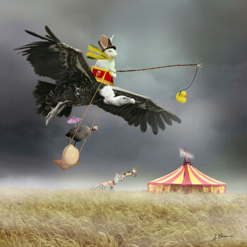 Collages getiteld "Circus Poggibonsi 5…" door Anneke Bloema, Origineel Kunstwerk, Foto Montage Gemonteerd op Metaal