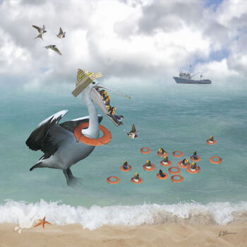 Arte digitale intitolato "The swallows swimmi…" da Anneke Bloema, Opera d'arte originale, Fotomontaggio