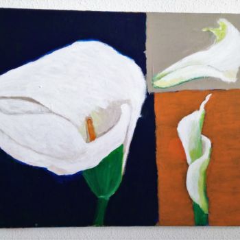 Painting titled "Arums" by Anne Landelle, Original Artwork, Acrylic