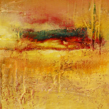 Painting titled "Strates XIV 25 x 35" by Anne Le Doré, Original Artwork, Oil Mounted on Wood Panel