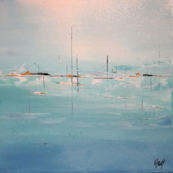 Painting titled "eau-turquoise" by Anne Lewy, Original Artwork, Acrylic