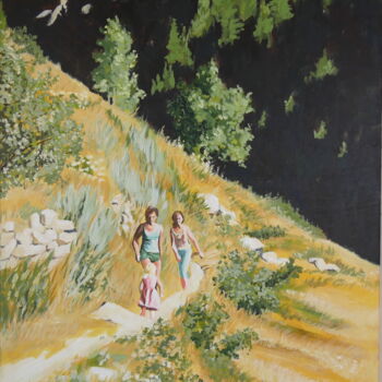 Painting titled "The encounter" by Annelies Adriaensen, Original Artwork, Acrylic