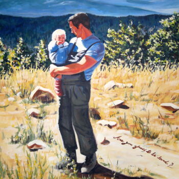 Schilderij getiteld "Fatherhood" door Annelies Adriaensen, Origineel Kunstwerk, Acryl