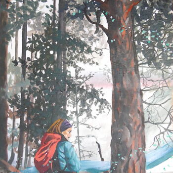 Картина под названием "Forest spiriy" - Annelies Adriaensen, Подлинное произведение искусства, Акрил Установлен на Деревянна…