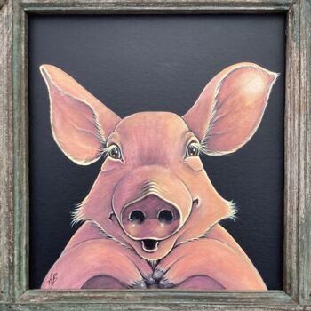 Pittura intitolato "Le cochon souriant" da Annemarie Laffont, Opera d'arte originale, Acrilico