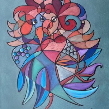Painting titled "Amour" by Annemarie Laffont, Original Artwork, Acrylic Mounted on Wood Stretcher frame