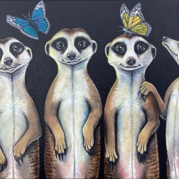 Peinture intitulée "Les suricates" par Annemarie Laffont, Œuvre d'art originale, Acrylique Monté sur Châssis en bois