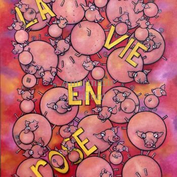 "La vie en rose" başlıklı Tablo Annemarie Laffont tarafından, Orijinal sanat, Akrilik Ahşap Sedye çerçevesi üzerine monte ed…