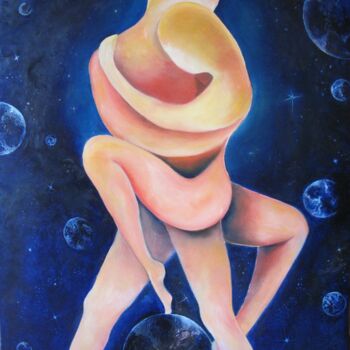 Painting titled "cosmic-tango" by Anne Marie Delaby, Original Artwork, Oil