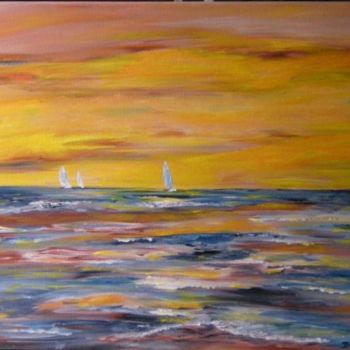 Картина под названием "La mer ..le soir.." - Anne-Marie Duval, Подлинное произведение искусства, Акрил