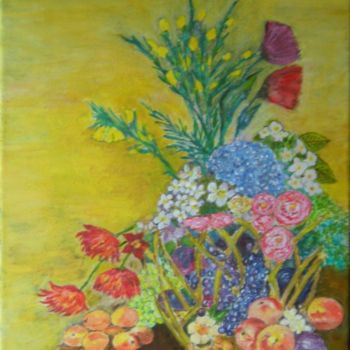 Painting titled "Bouquet champêtre" by Anne-Marie Duval, Original Artwork, Acrylic