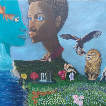 Картина под названием "Eden" - Ami, Подлинное произведение искусства, Масло Установлен на Деревянная панель