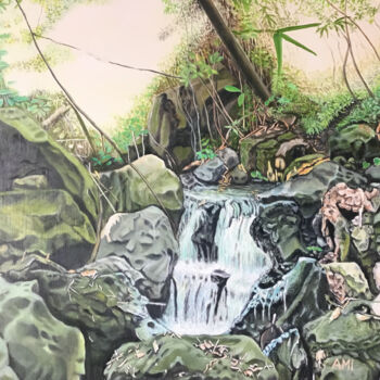 「Cascade Délices op.…」というタイトルの絵画 Amiによって, オリジナルのアートワーク, オイル ウッドストレッチャーフレームにマウント