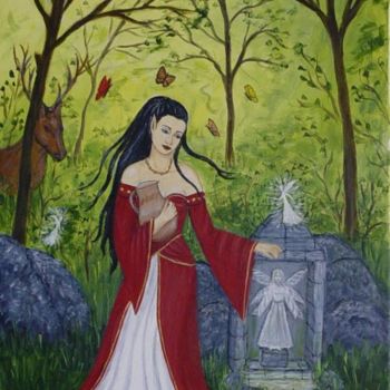 Painting titled "La fontaine aux fées" by Anne Touzard, Original Artwork