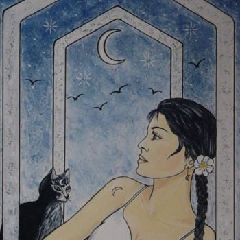 Ζωγραφική με τίτλο "Ingwaz,déesse de la…" από Anne Touzard, Αυθεντικά έργα τέχνης