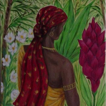 Painting titled "Kadi,l'africaine" by Anne Touzard, Original Artwork