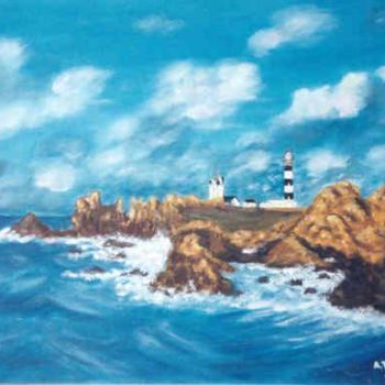 Painting titled "Le phare de Créach" by Anne Touzard, Original Artwork