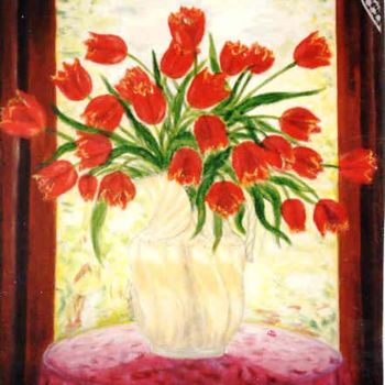 Pittura intitolato "Les tulipes" da Anne Touzard, Opera d'arte originale